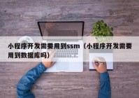 小程序开发需要用到ssm（小程序开发需要用到数据库吗）