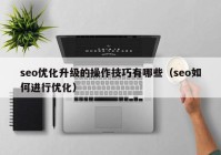 seo优化升级的操作技巧有哪些（seo如何进行优化）