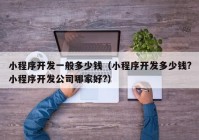 小程序开发一般多少钱（小程序开发多少钱?小程序开发公司哪家好?）